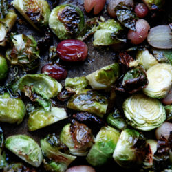 Lemon Roasted Brussels Sprouts with Grapes