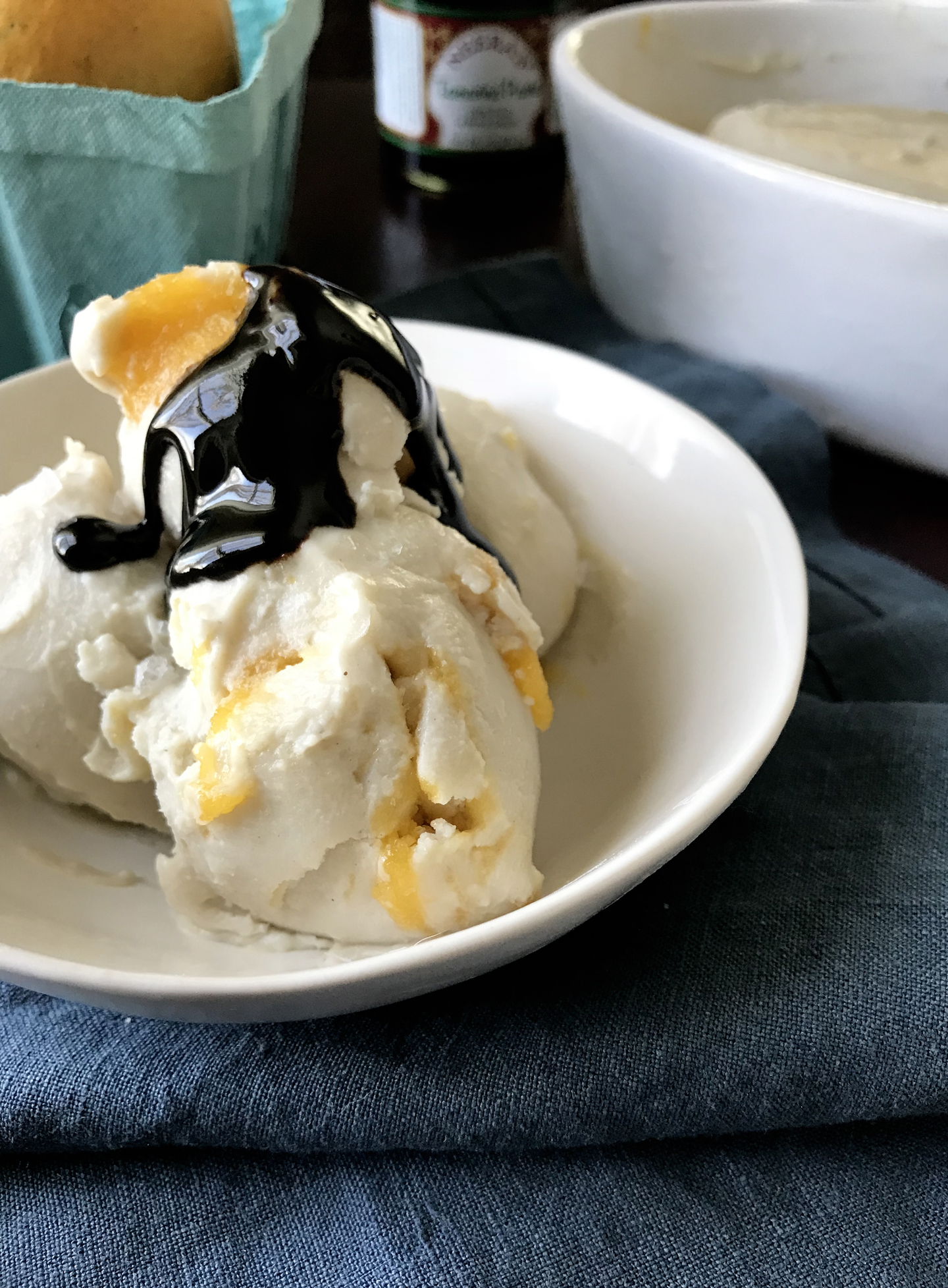 Tahini Ice Cream With Mango Swirl (No Churn!) | Essential Omnivore